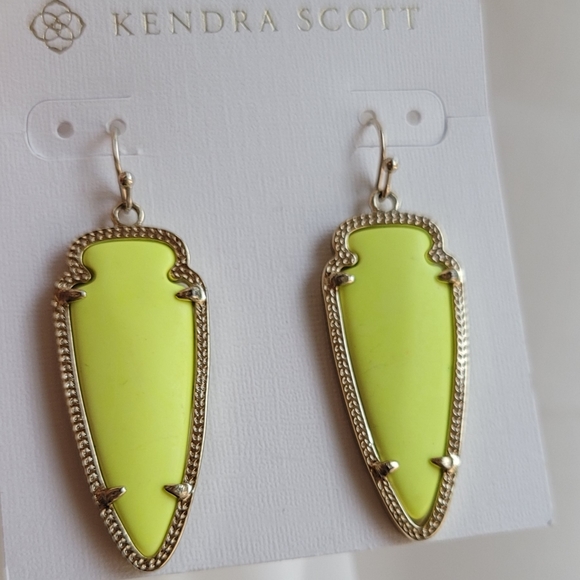 Rare Neon Yellow Kendra Scott Sky Earrings in gold - Picture 6 of 16